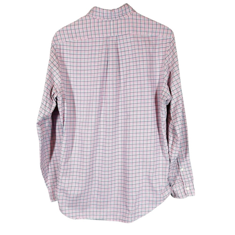 RALPH LAUREN Men's Medium 100% Cotton Pink/Blue fine Plaid Button Down Shirt - Picture 7 of 8